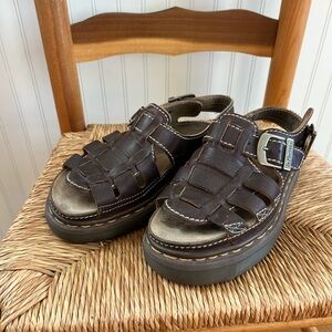 Dr. Martens Vintage 90s Dark Brown Leather Platform Sandals